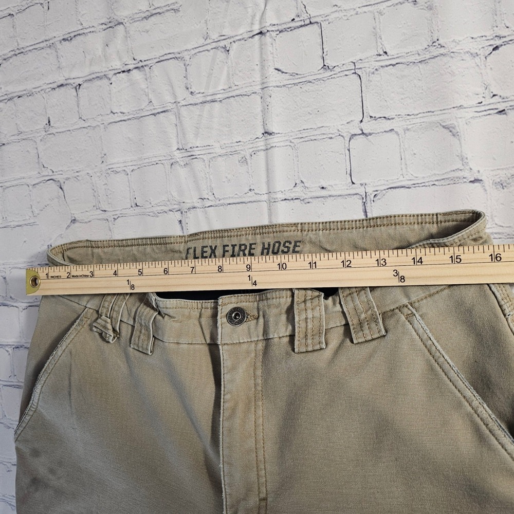 Duluth Trading Flex Fire Hose Cargo Pants Khaki 34x34 Thrashed Fleece Lined - Picture 14 of 16